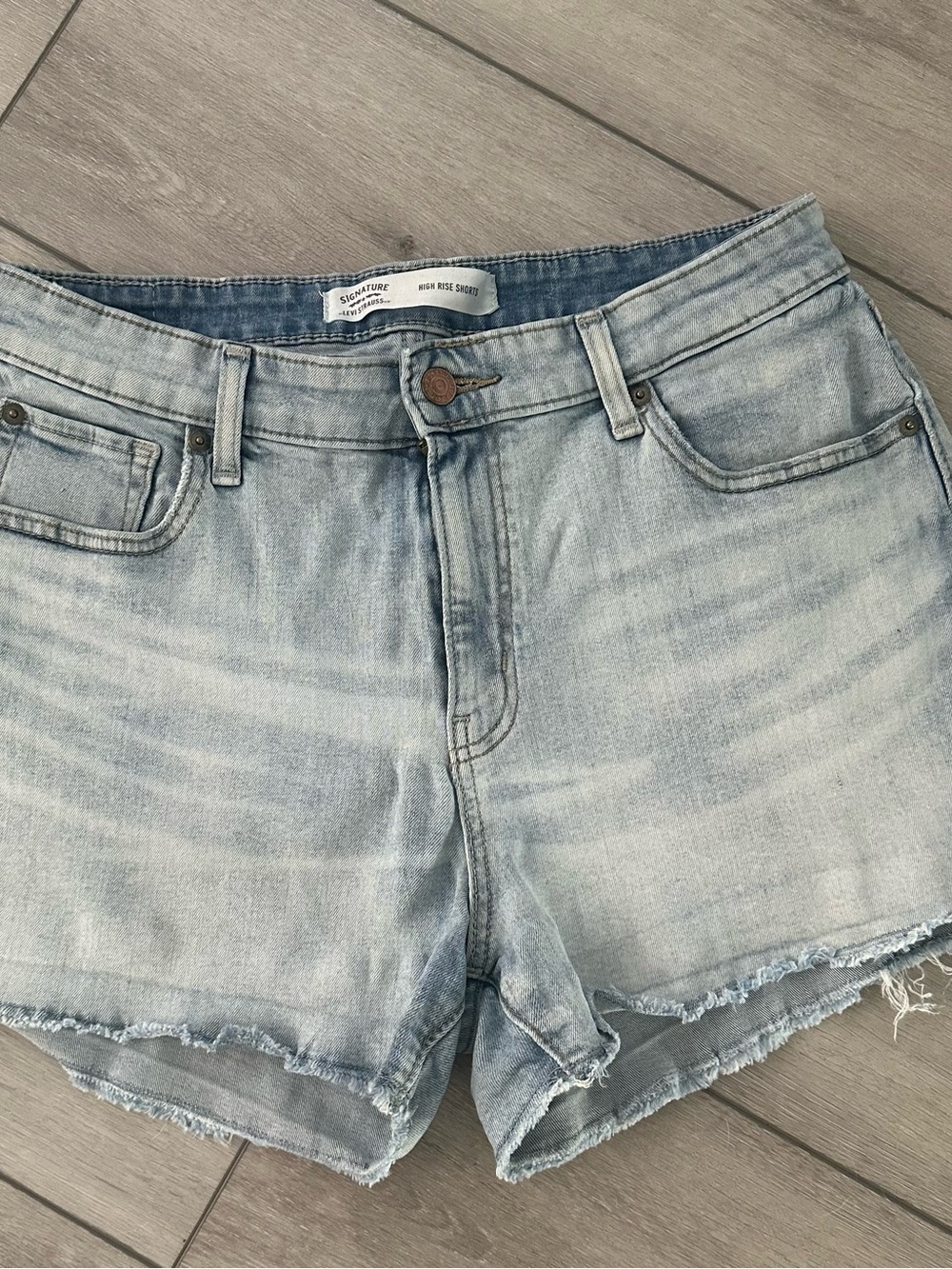 Signature by Levi Strauss Light Blue Denim Shorts with Back Pocket Stitching